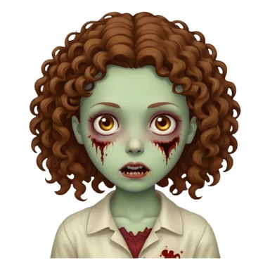 girl zombie with curly brown hair sticker