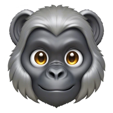 Cinematic Cute mountain Gorilla Portrait Emoji, Head tilted playfully and inquisitively, with a robust build accented by a striking silver mane and round, sparkling eyes full of gentle charm, Simplified yet irresistibly adorable features, highly detailed, glowing with a warm, friendly jungle glow, high shine, affectionate and lively, stylized with a touch of endearing primate whimsy, soft glowing outline, capturing the essence of a mischievous yet loving mountain that feels like it could lumber out of the screen into your arms! sticker