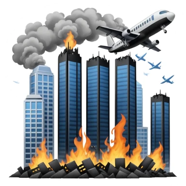 2 skyscrapers and the plane that crashed into them. sticker