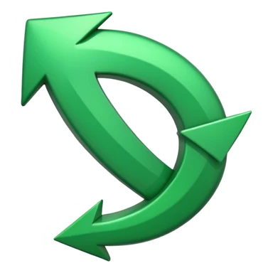 iOS-style 3D emoji: a glossy green arrow curving upward sticker