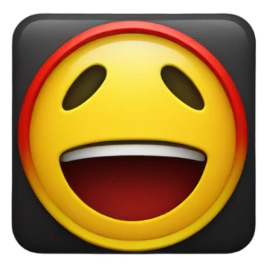 a black and red rectangle with a  yellow circle in the middle". sticker