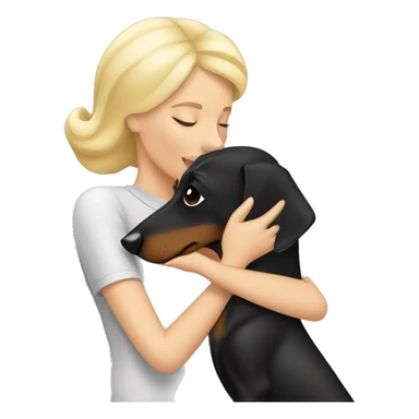 blonde woman kissing black and grey dachshund  sticker