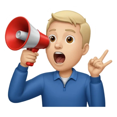 man shouting on megaphone sticker