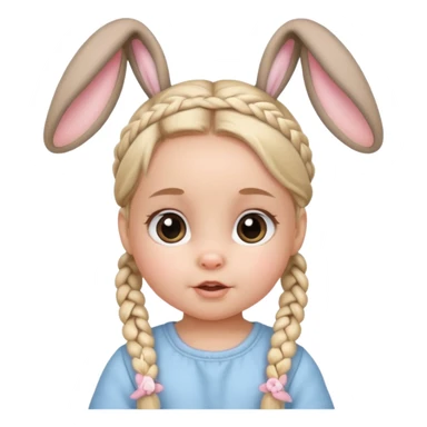 bunny ear accessory wearing baby braided hair sticker