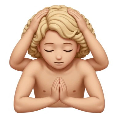 A person shaking back and forth with hands on head and knees curled up to chest area sticker