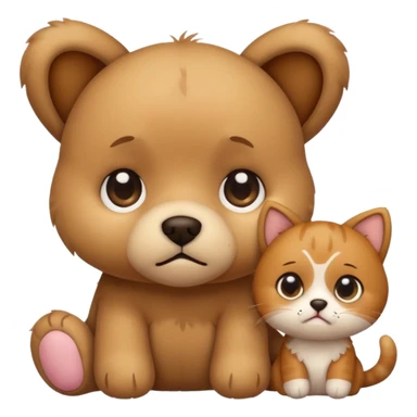 a teddy and a cute dog and cat crying sticker