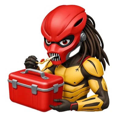 The predator with red mask eating from a lunchbox  sticker