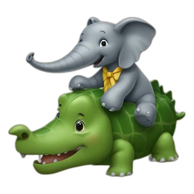 Elefant riding a crocodile sticker