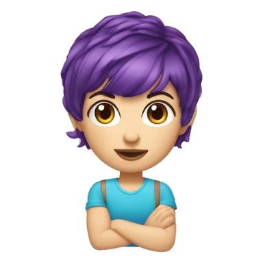 bangs purple pixie cut hair girl with blue eyes, driving Cooper Mini Convertible  sticker