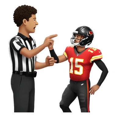 Patrick Mahomes giving a referee sticker