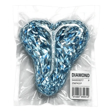meat steak made of diamond, glossy and puffy, vacuum-sealed style sticker