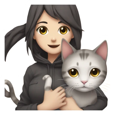 anime girl and cat sticker