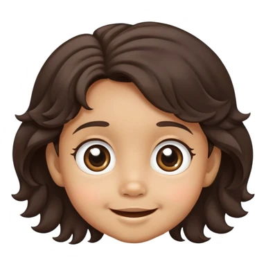 cute smiling toddler face with big eyes, medium skin tone, and dark wavy hair sticker