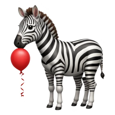 zebra holding red balloon in hand sticker