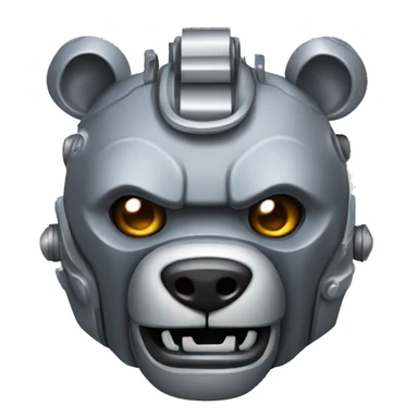 Gray metal grizzly robot sticker