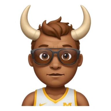 3D cartoon horned character portrait, wearing sunglasses, sports jersey, centered, clean background, no text, no watermark
 sticker
