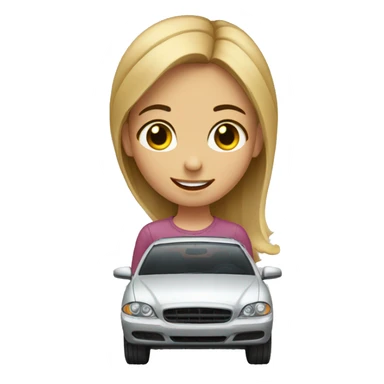 a girl besides a car saying bye sticker
