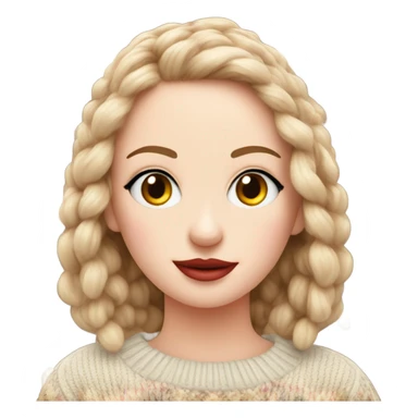 Knit sweater with cute make up  patterned sticker