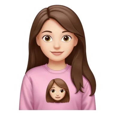 happy white long brunette hair girl with hazel eyes and in light pink USC sweatshirt sticker