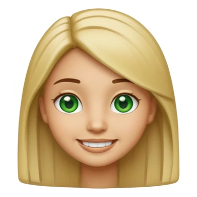 Light skin girl emoji with straight hair and green eyes sticker