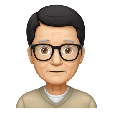 hombre de 70 años, cabello negro, lentes cuadrados sticker