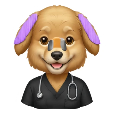 golden retriever wearing. black scubs sticker