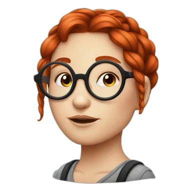 Redhead emo Artist painter girl with one plait and very large round circular glasses sticker