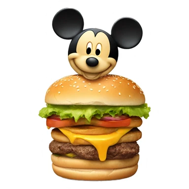 Mickey Mouse eating a burger sticker