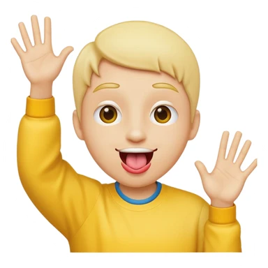 face with tongue out, hands raised to the side, silly and fun emoji sticker