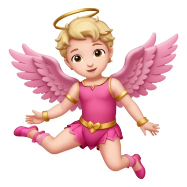 Full body Cupid in pink with no bow in hair flying sticker