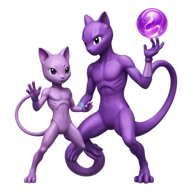 Pokemon legendary cian and purple mewtwo sticker