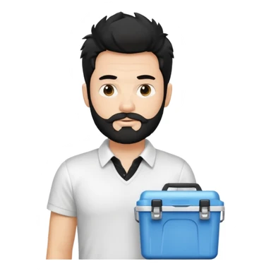 A white guy with coolers and white collar t shirt  and the beard for him is at the chin area only and not moustache ,the hair is fuzzy and black in colour sticker