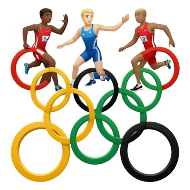 paralympic games with disable athletes with the right colors of olympic rings sticker