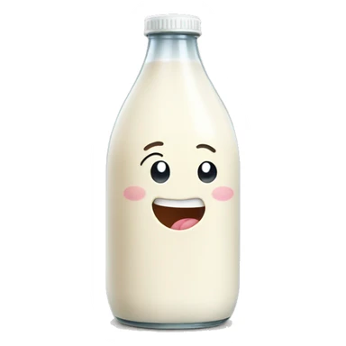 smiley drinking milk bottle with yummy expression sticker