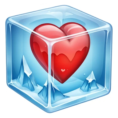 a heart in a frozen cube sticker