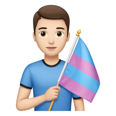 transgender man holding transgender pride flag sticker