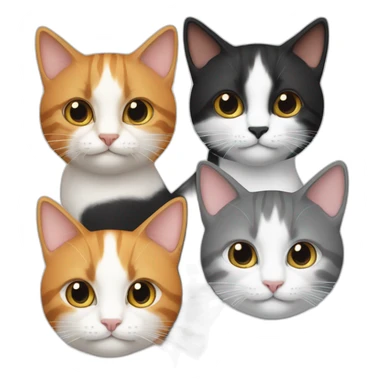 four cats one all black, one black and white, one ginger and white, one dark grey and white sticker