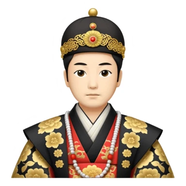 Japanese emperor, Edo period, wearing ceremonial ho and kanmuri, regal pose sticker