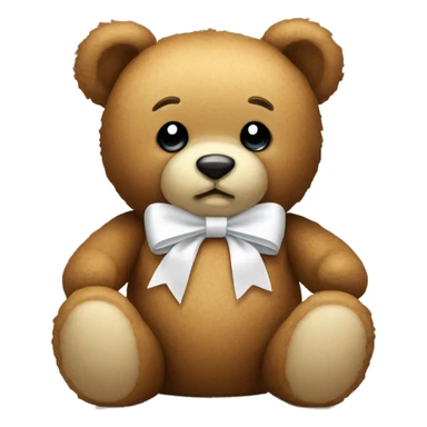 teddy bear with a White bow  sticker