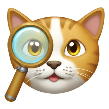 magnifying glass showing a cat sticker