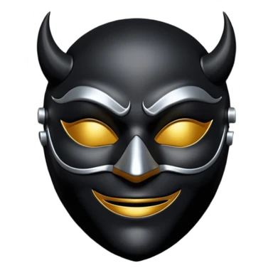 Minimal emoji, gothic mask forged from matte black leather, emotionless expression, smooth heavy surface, subtle metallic texture, deep shadows, no glow, no neon, flat emoji style, centered sticker