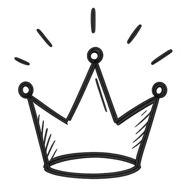 black shining crown, minimalist, subtle shine, simple icon sticker