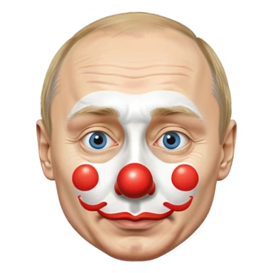 Putin with a clown nose sticker