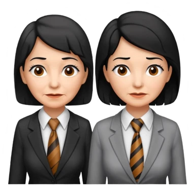 old women with Necktie. different hair styles, black hair. sticker