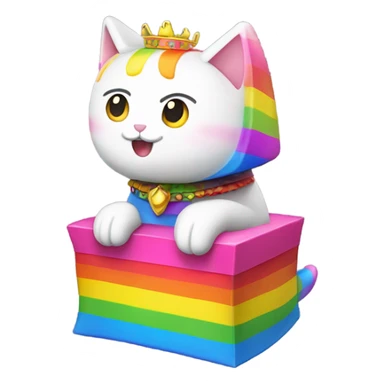 Nyan Cat King Full body  with rainbow box covering it’s whole back sticker