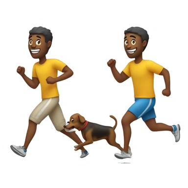Happy man running a sprint on holidays and walking his dog at the same time sticker