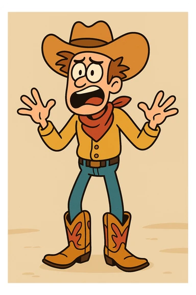 cartoon style cowboy boots, bright colors, exaggerated features, front view sticker