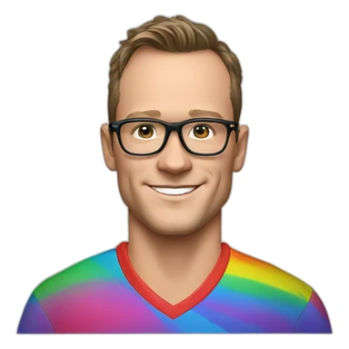Jonathan Toews wearing glasses and rainbow clothes sticker