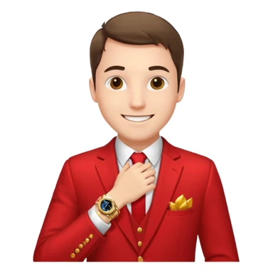 man  in red holiday new year suit sticker