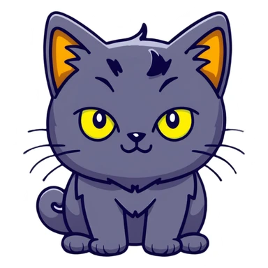 halloween cat with glowing yellow eyes and raised fur sticker